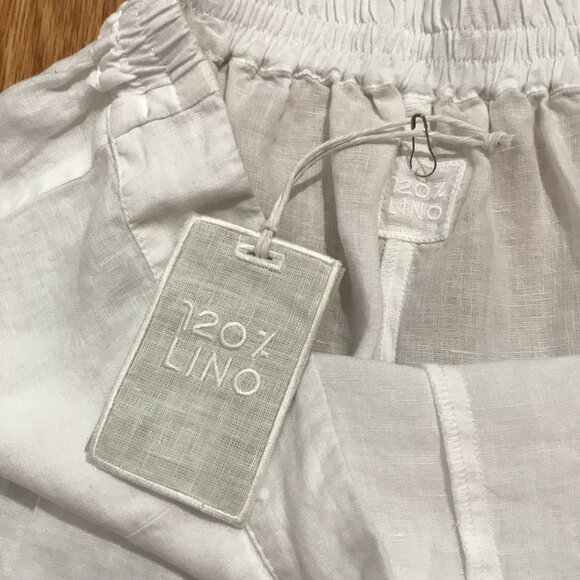 120% Lino Brand New White Linen Shorts Size Medium - Picture 3 of 6